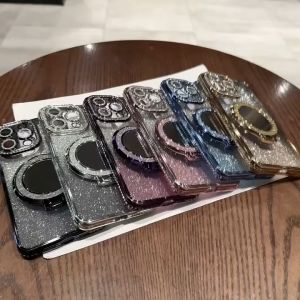 Case Magsafe Luxury Glitter Flash Diamond Miror Standing for IP 11 12 13 14 15 Pro Promax S34