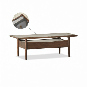 YUANSHI YUANSU | Light Luxury Solid Walnut Wood & Glass Teatable