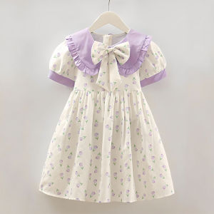 Princess Style Floral Print Girls Dress Summer New Arrival Fresh Small Children Skirt Korean Version Little Girl Dress