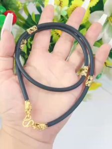 Dây chuyền nam cao su bọc rồng mạ 24.k