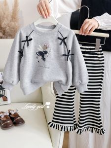 Bow Sweater Stripe Pants Kids Set