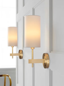 Postmodern Brass Luxurious Fabric Bedside & Hallway Wall Light