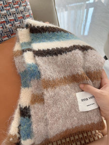 ผ้าพันคอไหมพรมลายทางสีสันสดใสสำหรับฤดูหนาว ผ้าคลุมไหล่แบบยูนิเซ็กซ์ ผ้าคลุมใบหน้าแบบยาว ผ้าคลุมไหล่สไตล์เกาหลี ผ้าคลุมไหล่แบบลำลอง ผ้าคลุมไหล่สำหรับเยาวชน