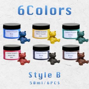 6Pcs 50ml Cement Powder Pigments Gypsum Plaster Coloring Dye Iron Oxide Pigment Powder DIY Handmade Concrete Cement Plaster Molds Suitable for Bricks Tiles Clay Lime Mortar Cement Mixtures
