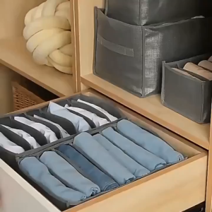 1pc Washable Fabric Wardrobe Clothes Organizer with Handle - 9 Grid Drawer Storage Mixed Colors Space-Saving Closet Organizer Clothes Organizer Storage Closet Efficiency Enhancer See Through Design Breathable Material