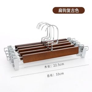 Real Wood Velvet Rod Pants Hanger No Trace Clothing Store Hotel Room Wardrobe Storage Magic Tool Anti-slip