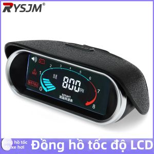 RYSJM | Đồng Hồ Đo Tốc Độ Kỹ Thuật Số LCD Đa Năng 12V 24V Cho Ô Tô Xe Máy Thuyền Hiển Thị 9999 Vòng/phút Vỏ Nhựa