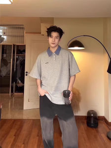 Áo Thun Nam Tay Ngắn Mùa Hè Dáng Rộng Cổ Polo Chất Lượng Cao Màu Xám Không Tay Áo Thun Polo Tay Lửng Thường Ngày