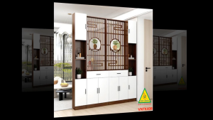Vách ngăn phòng khách vách ngăn tủ kệ bằng gỗ VNTK408- Nội thất lắp ráp Viendong Adv