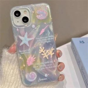 🔥【Readystock】 + FREE Shipping+ COD 🔥2024 NEW Luxury Seashell Pattern Laser Silver Case For iPhone 11 13 12 14 15 16 Pro Max 13 Pro XS XR XS Max 7 8 14 PLUS SE 2022 Cover