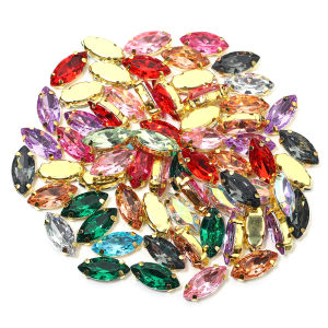 0.7x1.5cm 50Pcs Sliver Claw Rhinestones Setting Shape Glass Crystal Sew On Rhinestone Wedding Dress Shoes Bags DIY