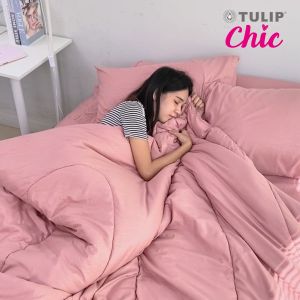 TULIP ชุดเครื่องนอน ผ้าปูที่นอน ผ้านวม รุ่น TULIP CHIC อัดลาย CHIC M07 สัมผัสนุ่ม สบายสไตล์มินิมอล