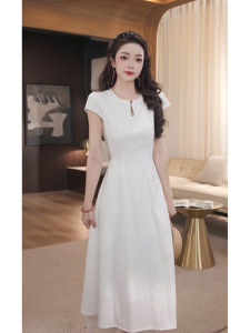 DENGLIULIU | Elegant White Slimming Dress Large Skirt