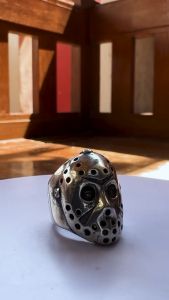 Pewterland Ringskull Jason Voorheesing Cincin Tengkorak 3D Bahan Logam Timah Pria dan Wanita