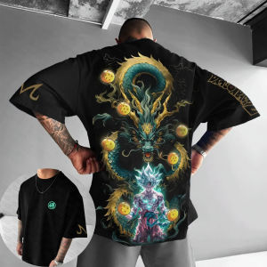 เสื้อยืดคอกลมแขนสั้นลายดราก้อนบอล โกคู ผ้าฝ้าย ทรงหลวม สไตล์อเมริกัน สำหรับผู้ชายและผู้หญิง ใส่สบาย ระบายอากาศ เหมาะสำหรับฤดูร้อน