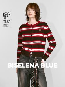BEIQIANI | Retro Striped Woolen Cardigan For Women