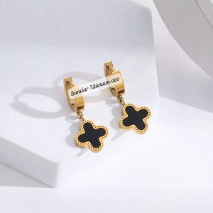 ANTING TITANIUM JEPIT BUNGA HITAM GERIGI ANTI LUNTUR & ANTI KARAT (COD)