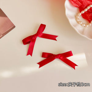 คลิปผมโบว์ผีเสื้อสีแดง คลิปผมสไตล์เกาหลี คลิปผมด้านข้าง ตกแต่งผม คลิปผมหน้า กิ๊บติดผม ตกแต่งผม สำหรับผู้หญิง