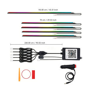 KEVANLY | 5/6/9/10in1 LED RGB Car Interior Ambient Strip Lights Fiber Optic Atmosphere Neon Lighting Kit APP Control Auto Decorative Lamps