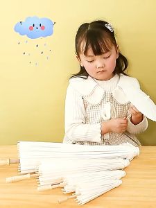 White Paper Umbrella Wedding Photo Prop Paper Umbrella Cosplay Party Decor Bridal DIY Craft Umbrella Paper Parasol Chinese Diy Wedding Painting Oil White Oriental Props Photo Small Bridal Kids Decorative Dancing Japanese