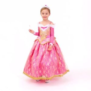 Công Chúa Aurora Trang Phục Váy Hồng Dài Tay Cho Bé Gái Dễ Thương Carnival Sinh Nhật Cosplay Dạ Hội 2-8 Tuổi