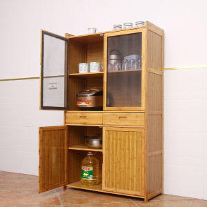 Modern Simple Kitchen Bamboo Storage Cabinet with Drawers Microwave Stand Rack Shelf under Cabinet Organizer Kitchen Storage