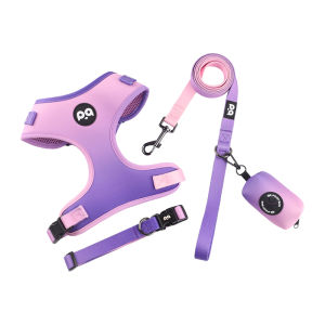 HamshMoc Pet Harness Collar Leash Set Adjustable Dog Vest Collars Durable Lead Rope With Poop Bag Dispenser For Small Medium Large Dogs