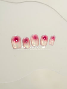 Handmade Gradient Blush Short Nail Art White Enhancing Gentle Wearable Nail Stickers Pure Handcraft New 2025 Elegant Sensation