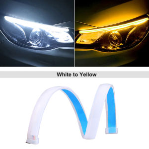 Kcimo 12V LED DRL Car Daytime Running Light Flexible Waterproof Strip Auto Headlights White Turn Signal Yellow Brake Flow Light