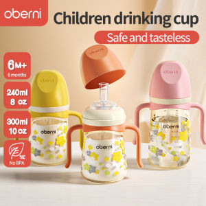 Oberni Baby Drinking Bottle with Straw – Portable Sippy Cup with Handle 240ml Water Milk Cup For Baby 1 Year Old