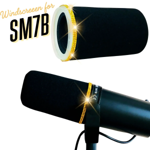 Custom Pop Filter Foam for Shure SM7B/SM7dB Replacement Windscreen High Density with Bling Rhinestone RingGold PinkRedBlue