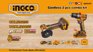 INGCO 20V 2-IN-1 CORDLESS MINI CUT OFF TOOL & IMPACT DRILL COMBO KIT | BRUSHLESS MOTOR | CKLI20255