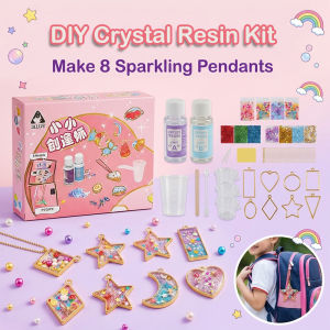 Kids Resin Pendant Making Kit - DIY Ornament Molding Craft Set with Molds & Sequins Creative Art Toys for Boys & Girls Fun Educational Activity Gift