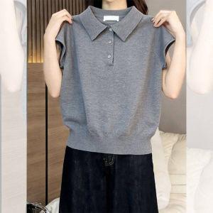 V.C.I | Polo Collar Short Sleeve Batwing Sleeve Blouse