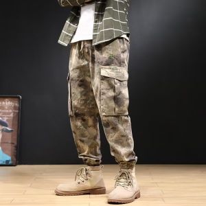 Camouflage Work Pants Mens Loose Fit Trendy Military Style Large Size Cuffed Wear Resistant Labor Protection Trousers