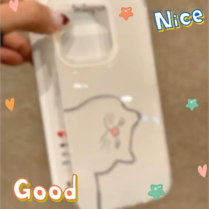 Cartoon depiction of white cat phone case for iPhone 11 12 13 14 15 16 Pro Max Plus casing Anti fall IMD hard cover for iPhone case