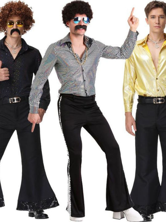 Retro Disco Costume 70s Hippie Makeup Party Elvis Presley Bar Rock Singer Performance Outfit Polyester Material Women's Fashion