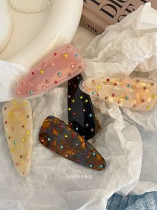 French Girl Rainbow Diamond Acetate Waterdrop Duckbill Hair Clips Fringe Clips Gentle Girl Hair Accessories Side Clips