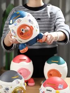 กระปุกออมสิน กระปูกออมสินการ์ตูนจรวดอวกาศสำหรับเด็ก รูปปั้นจรวด สร้างสรรค์ สําหรับตกแต่งบ้าน B98-54