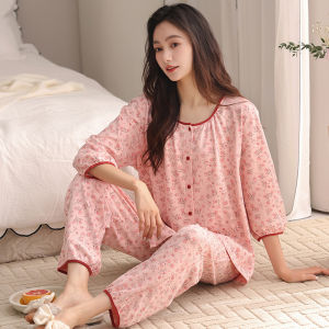 miiow | Plus Size Pure Cotton Sweat Absorbing Sweet Loose Thin Home Wear Sleepwear Set For Women Cat Person MiiOW 2025 New Summer Collection