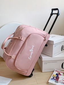 Large Capacity Luggage Travel Bag Oxford Spinning Material Fashion Trendy Letter Pattern Wheeled Travel Bag for Short Trips and Business