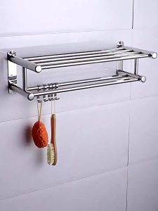 Stainless steel bathroom towel bar bath towel rack bathroom toilet wall-mounted storage shelf bathroom storage rack