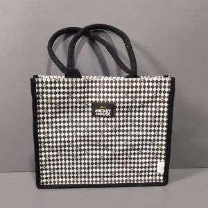 Large Capacity Cartoon Waterproof Canvas Shopping Bag with Zipper Handbag Eco-friendly Commuting Single Shoulder Bag