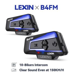Lexin B4FM-X Bluetooth Motorcycle Intercom Helmet HeadsetsBT 5.0 Wireless Communication Interphone Music Sharing 10 Riders