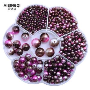 Hạt Nhựa Tròn Có Lỗ Mô Phỏng Ngọc Trai DIY Phụ Kiện Đan Xen Hạt Tròn Có Lỗ Tổng Số Khoảng 1150 Hạt Hạt Tròn Có Lỗ