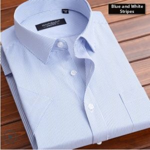 Business Casual Short Sleeve Shirt Mens Slim Fit Workwear White Thin Summer Shirt Breathable Comfortable Polyester Cotton Blend
