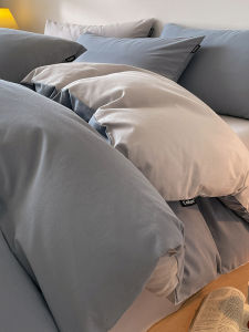 Thickened Pure Cotton Flannel Bedding Set Simple Modern Nordic Style Duvet Cover Protector Three Piece Set Winter Warmth