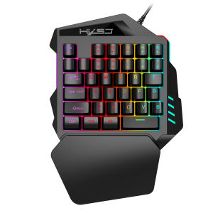 HXSJ | Ergonomic 35-Key Gaming Keyboard with RGB Lighting USB Powered One-Handed Design Thin Film Keys for Enhanced Gaming Experience