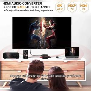 xiede | HDMI-Compatible Audio Extractor HD+ Audio Converter with SPDIF RCA L/R Stereo for Fire Stick Xbox PS5 3D HDCP2.2 18Gbps Support