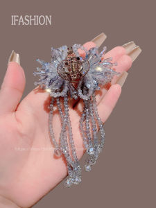 Elegant Floral Crystal Bead Tassel Hair Clip Womens New 2025 Fashion Sensation Super Fairy Side Clip Small Hair Accessory